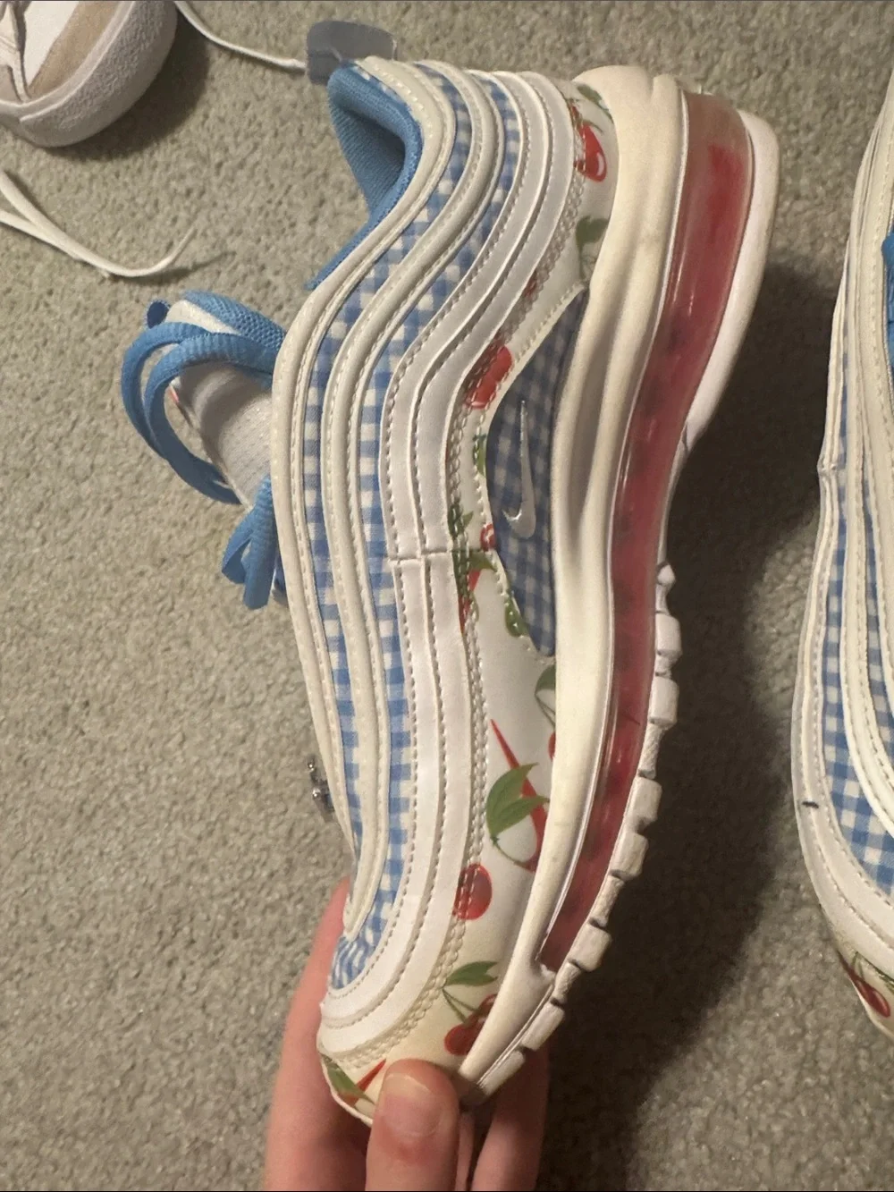 Nike Kids Blue & White Check Cherry Accent Sneakers